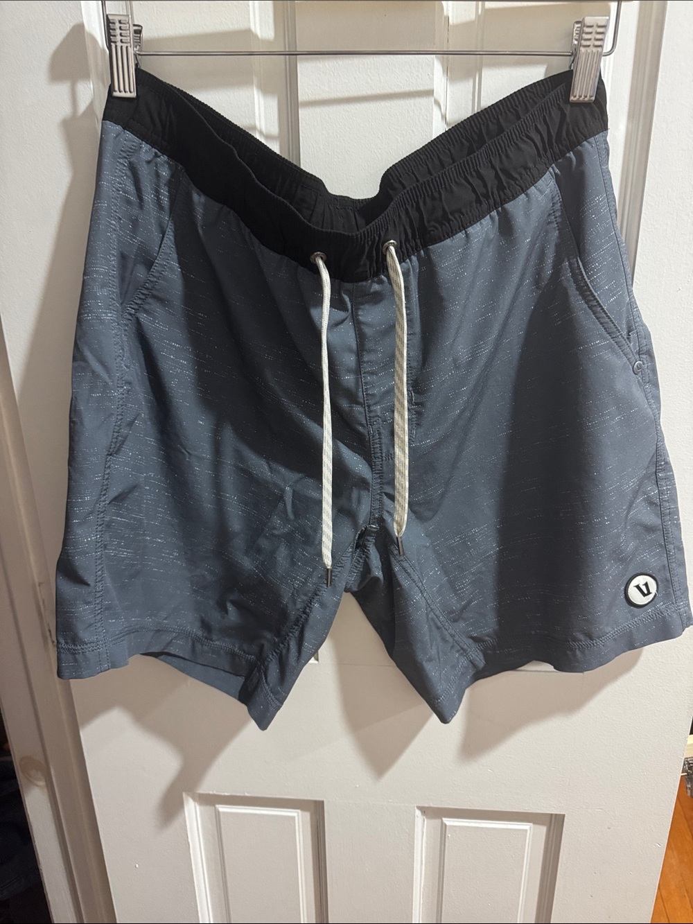 Vuori Men's Kore Shorts in Slate Blue with Black Waistband
